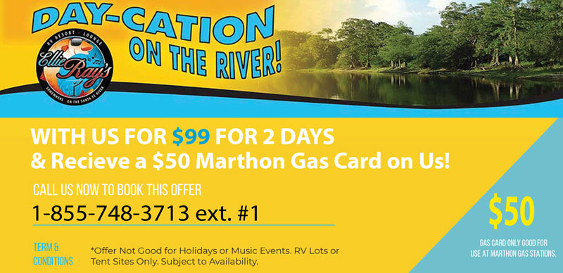 Ellie Rays RV Resort $99 Special and Free $50 Gas Card