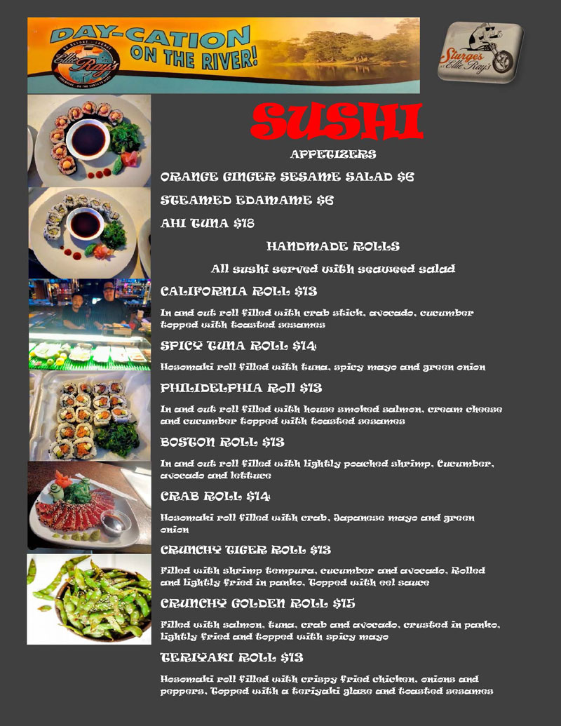 Sturge’s Restaurant & Lounge at Ellie Ray’s Sushi Menu